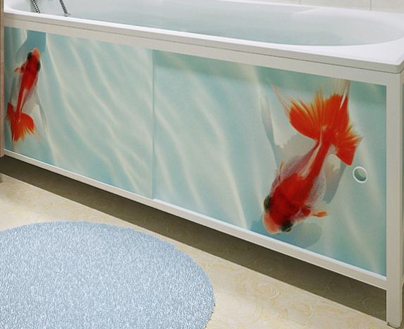 Экран под ванну Метакам Ультралёгкий-Арт 1500 золотые рыбки